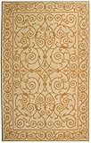 IMAGE OF Safavieh Hand-hooked Wool Oval Area Rug, 7-Feet 6-Inch by 9-Feet 6-Inch, Ivory and Navy Blue