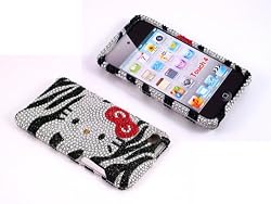 Smile Case Hello Kitty Zebra Bling Rhinestone Crystal Jeweled Full Cover Case for iPod Touch 4 4G iTouch 4 4G (it4-Zebra)