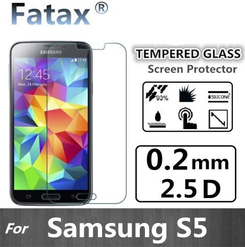 Fatax TEMPERED GLASS Screen Protector for Samsung Galaxy S5 - Crystal Clear 0.2mm 2.5D 9H
