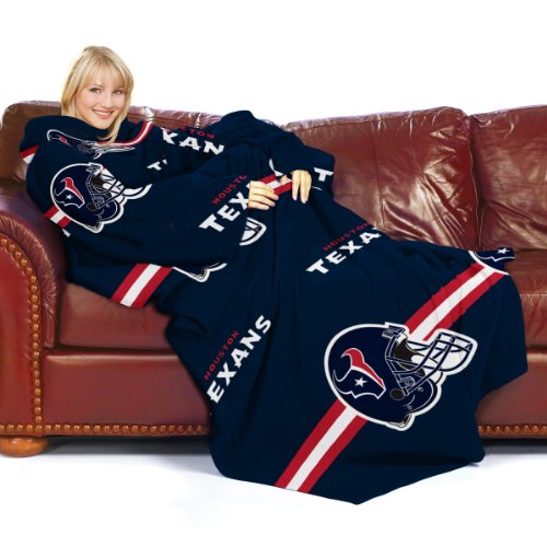 NFL Houston Texans Adult Comfy Throw, Officially Licensed Blanket with Sleeves 