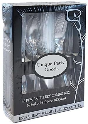 48 Piece Clear Premium Plastic Cutlery Combo Box