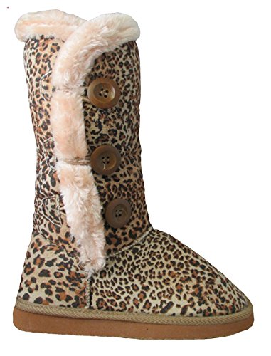 New Girl's Warm Tall Mid Calf 3 Buttons Faux Sheepskin Fur Boots Shoes