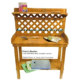 Cedar Potters Potting Bench Table for Garden by 