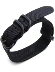22mm NATO 5 Rings Zulu Heavy Thread Nylon-Black Color PVD Black Hardware