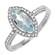 Beautiful Ring With 1.14ctw Precious Stones - Genuine Clean Diamonds and Aquamarine Crafted in 14K White Gold - Certificate Available.