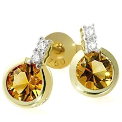 Goldmaid Damen-Ohrstecker 585 Gelbgold 4 Diamanten 2 Citrin 0,02ctFa O2944GG