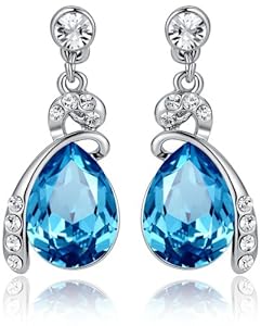 Eternal Love Teardrop Swarovski Elements Crystal Earrings Ocean Blue - Medium Crystal 1144401