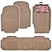 MotorTrend 100% Odorless Ridged Heavy Duty Rubber Floor Mats (Beige) - Semi Custom Fit