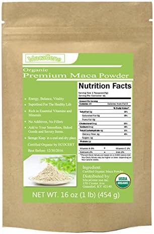 MacaGene Organic Maca Powder Raw Maca Powder 16oz Bag