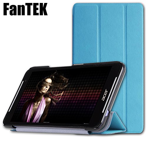 FanTEK Acer Iconia Talk S A1-724 7-Inch Case - PU Leather Hard Shell Multi-Angle Stand Magnetic Smart Cover (Light Blue)
