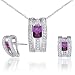 Breathtaking & Vibrant 1.75 carats Radiant Cut Amethyst Pendant Earrings Set in Sterling Silver Rhodium Finish
