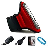 Red Durable Moisture Resistant Neoprene Protective Exercise Workout Armband ....