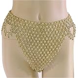 Bellydance Brass Flower and Bell Bikini Bottom, One size fits waist or hips up to 40", For belly dancing costume or just for fun