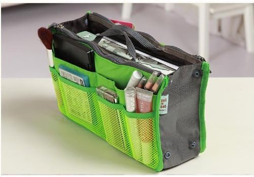 Women Lady Handbag Purse Organizer Insert Multi-function Cosmetic Storage Mp3 Ipad Mini3 Bag in Bag 10 Color (Apple Green) - XB01004