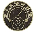 Whitehall Products Antique Copper Solstice Thermometer Clock