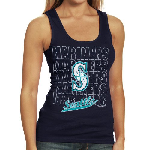 Seattle Mariners Ladies Navy Blue Repeater Tank Top (Medium)