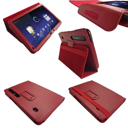 iGadgitz Red PU Leather Cause Cover for Motorola Xoom Android Tablet