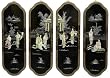 Authentic Classic Japanese Chinese Asian - 36" Set of 4 Ming Hand Painted Lacquered Oval Wall Plaques - 3 Colors