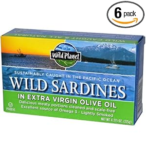 Wild Planet Wild Sardines in Extra Virgin Olive Oil, 4.375-Ounce (Pack of 6)