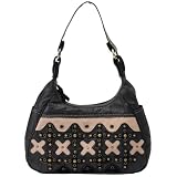 Embassy Black Leather Italian Stone Design Handbag