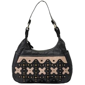 Embassy Black Leather Italian Stone Design Handbag