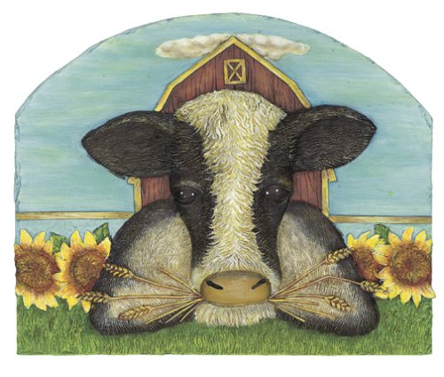 YARD ART PLAQUE MOO COW ON THE FARM GARDEN