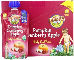 Earth's Best Organic Pumpkin Cranberry Apple Puree, 4.2 Ounce Pouches (Pack of 12)