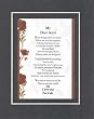 Touching and Heartfelt Poem for Extended Family Members - My Dear Aunt Poem on 11 x 14 inches Double Beveled Matting