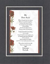 Touching and Heartfelt Poem for Extended Family Members - My Dear Aunt Poem on 11 x 14 inches Double Beveled Matting