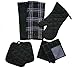 Kitchen Linen Set Black/White 7 Piece Bundle â€“ 2 Dish Towels, 2 Dishcloths, 2 Potholders, and 1 Oven Mitt