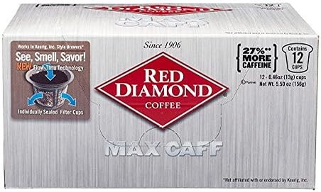 Red Diamond Max Caff Coffee Singles Compatible with Keurig Style Brewers [12 Count] (Max Caff, 1 Pkg [12 Count])