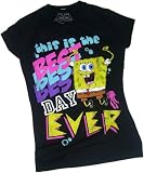 "This is the BEST DAY EVER" -- SpongeBob Squarepants Crop Sleeve Fitted Juniors T-Shirt