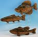 Set of 3 Fish Figures Crappie Trout Bass