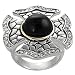 Tressa Silvertone and Goldtone Cubic Zirconia Created Onyx Patee Cross Ring