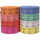 Raffle Tickets - (4 Rolls of 2000 Double Tickets) 8,000 Total 50/50 Raffle Tickets (4 Assorted Colors)