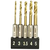 E-Value 六角軸 鉄工用ドリルセット ショート チタンコーティング 5本組 ESTDT-5HEX