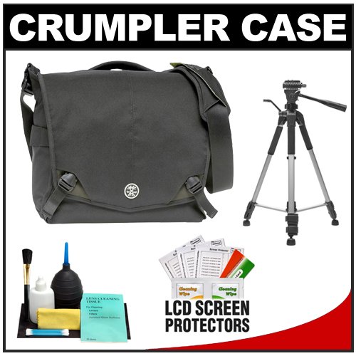 Crumpler 8 Million Dollar Home Photo/Video Camera Bag/Case (Black) with Tripod + Accessory Kit for Canon Rebel XSi, XS, T1i, T2i, 50D, 7D, Nikon D40, D60, D3000, D5000, D90, D300, D300s, D700, Olympus Evolt E-30, E-450, E-520, E-620, and Sony Alpha A290, A390, A450, A500, A550, A700 Digital SLR Cameras