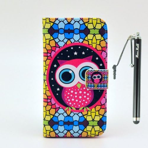 MaxMall Owl Pattern Stand PU Leather Wallet Case & Cover Slim Fit for Samsung Galaxy SIV I9500, With Credit Cards Slots/ Money Holder