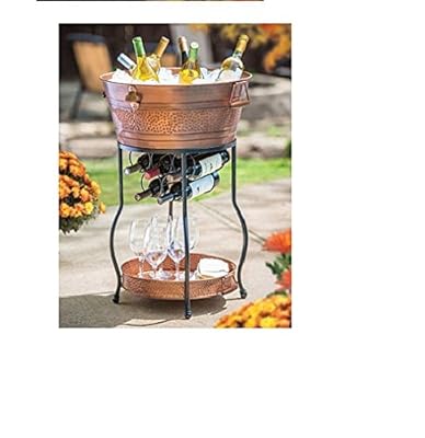 Galvanized Copper Party Bucket with Stand and Tray 9.25 Gallon Capacity