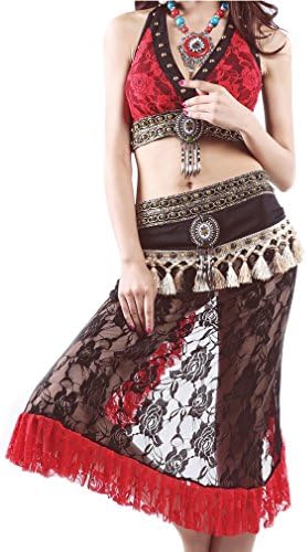UPRIVER Lace Performance Red Bra Belly Dance Costume Suit Size 68-110cm