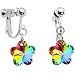 Handcrafted Crystal Vitrail Flower Clip On Earrings