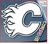 Calgary Flames Car Window Vinyl Decal Sticker 4" Wide (Color: White)