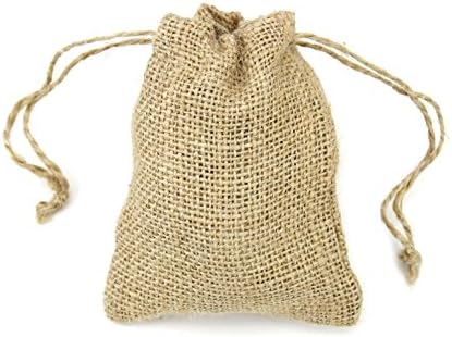 Alpenglow Supply Co. Burlap Bags with Natural Jute Drawstring - 24 3" x 4" Small Natural Pouches - for Party Favors, Weddings, and Showers, 3x4 Inch