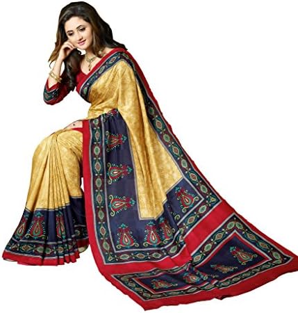 Vipul Indian, Pakistani &amp; Bollywood Designer Silk Yellow Blue Printed Saree