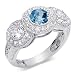 Jewelry : Bold & Beautiful 1.00 carat total weight Round Shape Checker Board London Blue Topaz & White CZ Size 8 Gemstone Ring in Sterling Silver