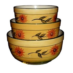 3pc Kitchen mixing bowl, Serving Bowl Salad Bowl SUNFLOWER YELLOW by ACK
