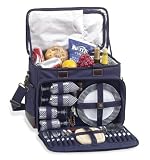  : Picnic at Ascot 229B-P Picnic Cooler for Four Navy Plaid