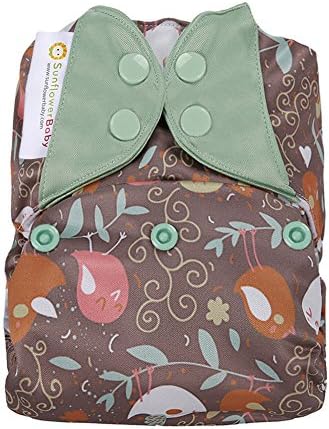 SunflowerBaby Stay Dry One Size Prints Cloth Diaper, Birds