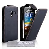 Yousave Accessories TM Schwarz Leder Flip Schutzh�lle Tasche F�r Das Samsung Galaxy Ace Plus S7500 Mit Displayschutz Folie Und Graues Micro Faser Poliertuchvon "Yousave"