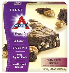 Atkins Endulge Nutty Fudge Brownie Bar, 5 - 1.4 oz. Bars (Pack of 2)